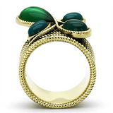 TK1104 - Stainless Steel Ring IP Gold(Ion Plating) Women Synthetic Emerald
