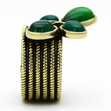 TK1104 - Stainless Steel Ring IP Gold(Ion Plating) Women Synthetic Emerald