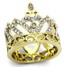 TK1105 - Stainless Steel Ring IP Gold(Ion Plating) Women Top Grade Crystal Tanzanite
