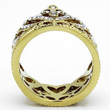 TK1105 - Stainless Steel Ring IP Gold(Ion Plating) Women Top Grade Crystal Tanzanite