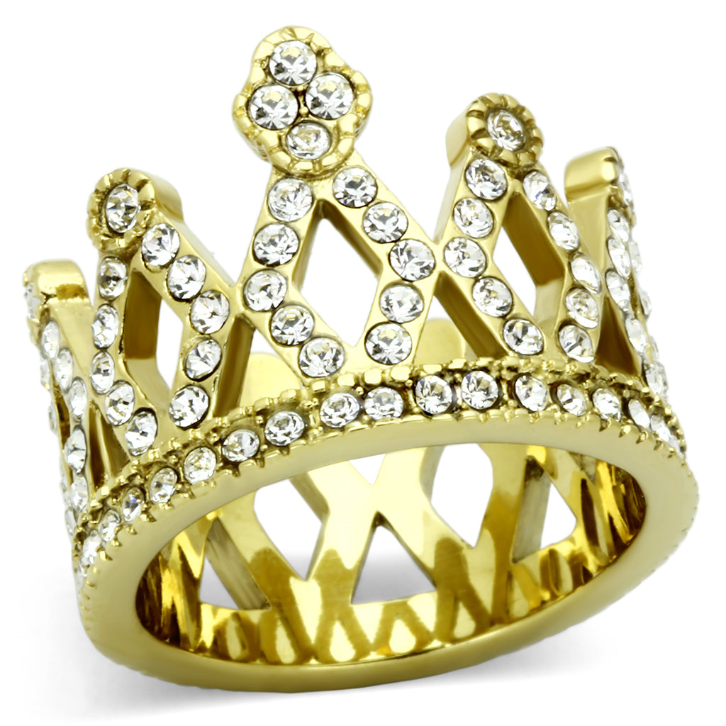 TK1109 - Stainless Steel Ring IP Gold(Ion Plating) Women Top Grade Crystal Clear