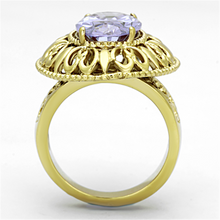 TK1110 - Stainless Steel Ring IP Gold(Ion Plating) Women AAA Grade CZ Light Amethyst