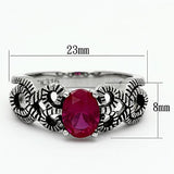 TK1112 - Stainless Steel Ring High polished (no plating) Women AAA Grade CZ Ruby