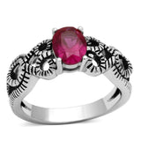 TK1112 - Stainless Steel Ring High polished (no plating) Women AAA Grade CZ Ruby