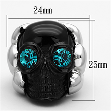 TK1118 - Stainless Steel Ring Two-Tone IP Black Women Top Grade Crystal Blue Zircon