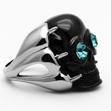 TK1118 - Stainless Steel Ring Two-Tone IP Black Women Top Grade Crystal Blue Zircon