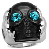 TK1118 - Stainless Steel Ring Two-Tone IP Black Women Top Grade Crystal Blue Zircon