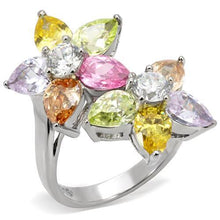 TK111 - Stainless Steel Ring High polished (no plating) Women AAA Grade CZ Multi Color