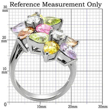TK111 - Stainless Steel Ring High polished (no plating) Women AAA Grade CZ Multi Color