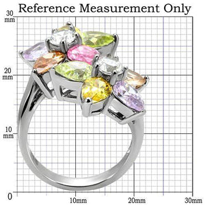 TK111 - Stainless Steel Ring High polished (no plating) Women AAA Grade CZ Multi Color