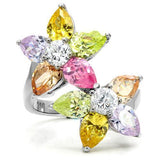TK111 - Stainless Steel Ring High polished (no plating) Women AAA Grade CZ Multi Color