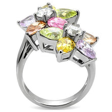 TK111 - Stainless Steel Ring High polished (no plating) Women AAA Grade CZ Multi Color