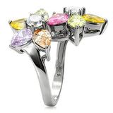 TK111 - Stainless Steel Ring High polished (no plating) Women AAA Grade CZ Multi Color