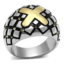 TK1131 - Stainless Steel Ring Two-Tone IP Gold (Ion Plating) Women Top Grade Crystal Citrine Yellow
