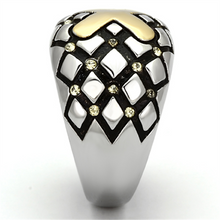 TK1131 - Stainless Steel Ring Two-Tone IP Gold (Ion Plating) Women Top Grade Crystal Citrine Yellow