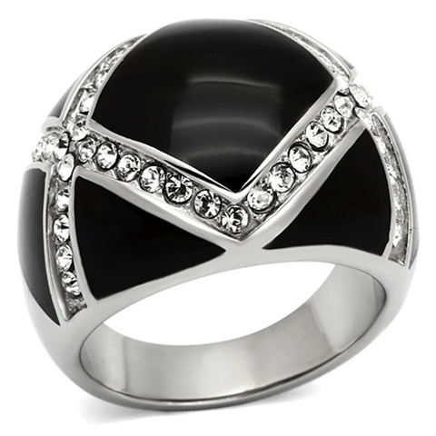 TK1132 - Stainless Steel Ring High polished (no plating) Women Top Grade Crystal Clear