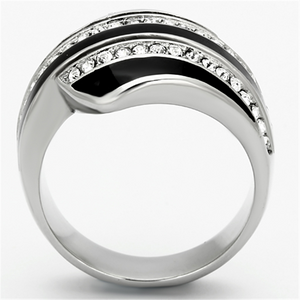 TK1134 - Stainless Steel Ring High polished (no plating) Women Top Grade Crystal Clear