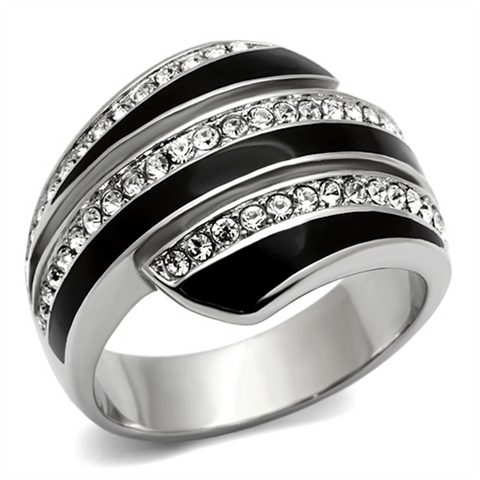 TK1134 - Stainless Steel Ring High polished (no plating) Women Top Grade Crystal Clear