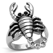 TK1135 - Stainless Steel Ring High polished (no plating) Women Top Grade Crystal Jet