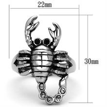 TK1135 - Stainless Steel Ring High polished (no plating) Women Top Grade Crystal Jet