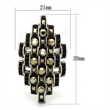 TK1136 - Stainless Steel Ring High polished (no plating) Women Top Grade Crystal Jet