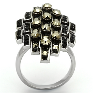 TK1136 - Stainless Steel Ring High polished (no plating) Women Top Grade Crystal Jet