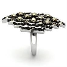 TK1136 - Stainless Steel Ring High polished (no plating) Women Top Grade Crystal Jet