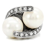 TK113 - Stainless Steel Ring High polished (no plating) Women Synthetic White