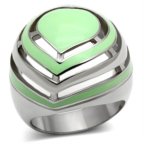 TK1140 - Stainless Steel Ring High polished (no plating) Women Epoxy Emerald