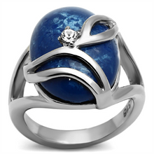 TK1144 - Stainless Steel Ring High polished (no plating) Women Synthetic Capri Blue