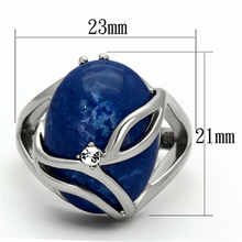 TK1144 - Stainless Steel Ring High polished (no plating) Women Synthetic Capri Blue