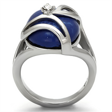 TK1144 - Stainless Steel Ring High polished (no plating) Women Synthetic Capri Blue