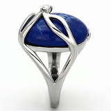 TK1144 - Stainless Steel Ring High polished (no plating) Women Synthetic Capri Blue