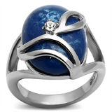 TK1144 - Stainless Steel Ring High polished (no plating) Women Synthetic Capri Blue