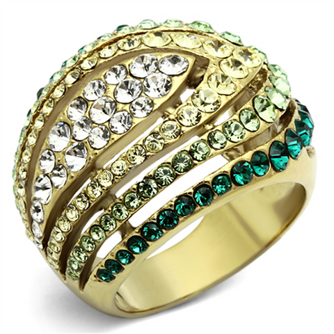 TK1145 - Stainless Steel Ring IP Gold(Ion Plating) Women Top Grade Crystal Multi Color