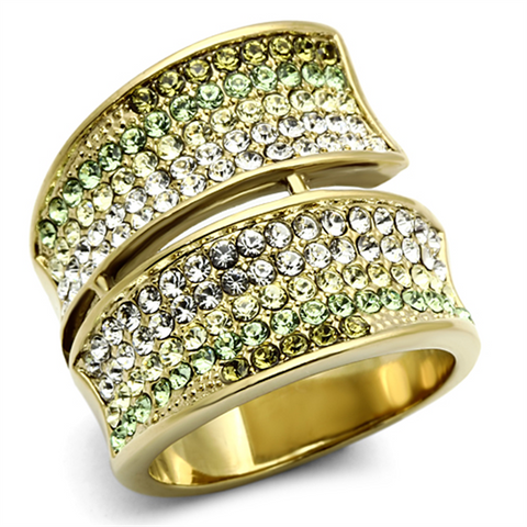 TK1146 - Stainless Steel Ring IP Gold(Ion Plating) Women Top Grade Crystal Multi Color