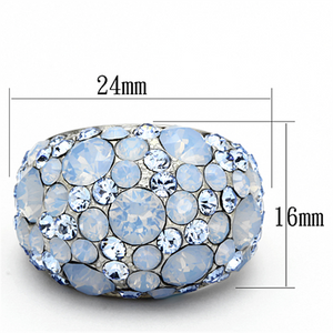 TK1147 - Stainless Steel Ring High polished (no plating) Women Top Grade Crystal Sea Blue