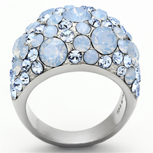 TK1147 - Stainless Steel Ring High polished (no plating) Women Top Grade Crystal Sea Blue
