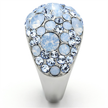 TK1147 - Stainless Steel Ring High polished (no plating) Women Top Grade Crystal Sea Blue