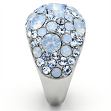 TK1147 - Stainless Steel Ring High polished (no plating) Women Top Grade Crystal Sea Blue