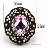 TK1154 - Stainless Steel Ring IP Black(Ion Plating) Women Top Grade Crystal Light Rose