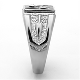 TK1158 - Stainless Steel Ring High polished (no plating) Men Top Grade Crystal Clear