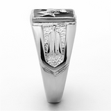 TK1158 - Stainless Steel Ring High polished (no plating) Men Top Grade Crystal Clear