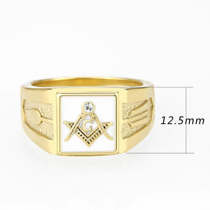 TK1159W - Stainless Steel Ring IP Gold(Ion Plating) Men Top Grade Crystal Clear