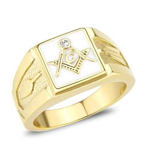 TK1159W - Stainless Steel Ring IP Gold(Ion Plating) Men Top Grade Crystal Clear
