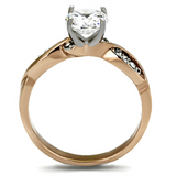 TK1163 - Stainless Steel Ring Two-Tone IP Rose Gold Women AAA Grade CZ Clear