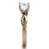 TK1163 - Stainless Steel Ring Two-Tone IP Rose Gold Women AAA Grade CZ Clear