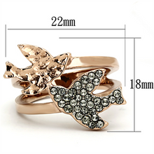 TK1165 - Stainless Steel Ring Two-Tone IP Rose Gold Women Top Grade Crystal Black Diamond