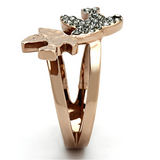 TK1165 - Stainless Steel Ring Two-Tone IP Rose Gold Women Top Grade Crystal Black Diamond