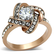 TK1166 - Stainless Steel Ring Two-Tone IP Rose Gold Women AAA Grade CZ Clear